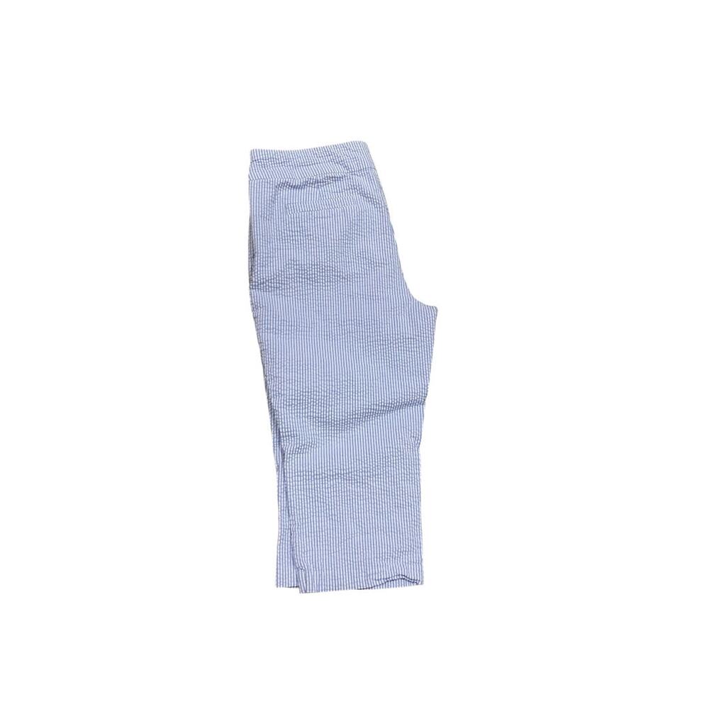 Size 16 Kim Rogers Womens Stretch Seersucker Capri Crop Pants Side Zip